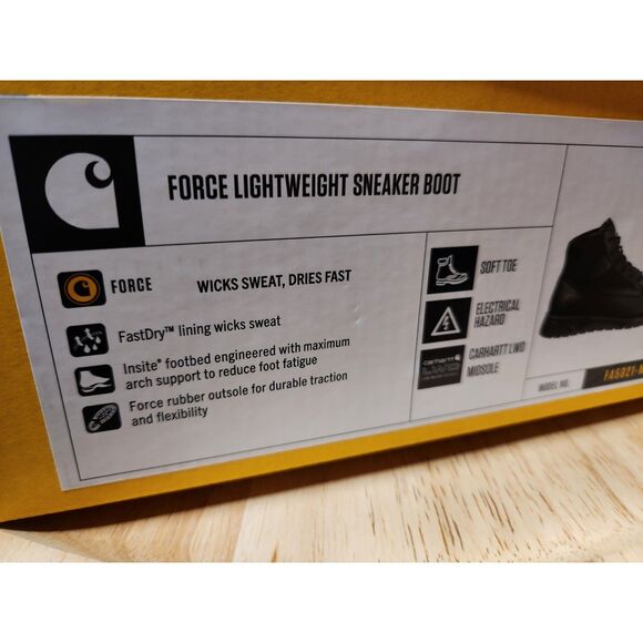 Carhartt Force Sneaker Boot Men’s 10 Wide Black – Lightweight & Slip-Resistant - Picture 10 of 12